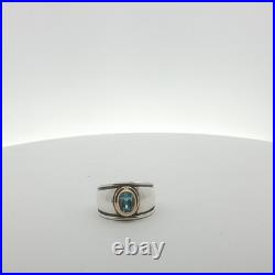 James Avery Sterling Silver + 18k Yellow Gold Christina Blue Topaz Ring Sz 7.25