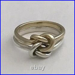 James Avery Sterling Silver 925/ 14K Yellow Gold Original Lovers Knot Ring 8.5