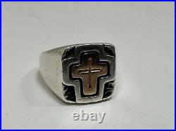 James Avery Sterling Silver 925 / 14k Gold Cross Ring Size 8 2 tone 12.88 g