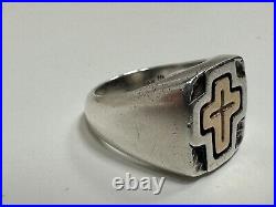 James Avery Sterling Silver 925 / 14k Gold Cross Ring Size 8 2 tone 12.88 g
