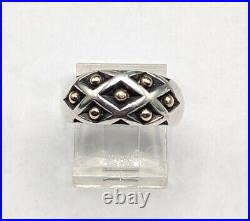 James Avery Sterling Silver 925 14k Yellow Gold Dot Lattice Band Ring Size 5