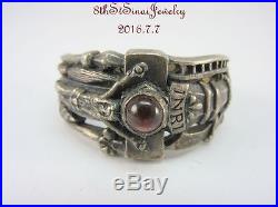 James Avery Sterling Silver 925 Martin Luther Cross Ring withGarnet Size 10.75