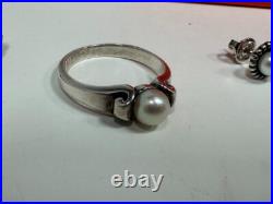 James Avery Sterling Silver 925 Pearl Drop Earrings Victorian Scroll Ring Size 8 James Avery Sterling Silver 925 Pearl Drop Earrings Victorian Scroll Ring Size 8