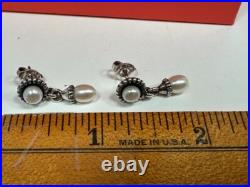 James Avery Sterling Silver 925 Pearl Drop Earrings Victorian Scroll Ring Size 8