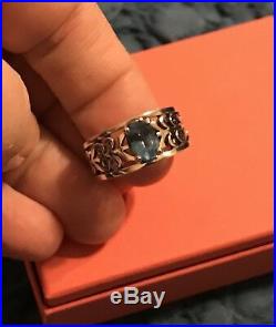 James Avery Sterling Silver Adoree Ring With Blue Topaz Stone Size 9.5