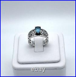 James Avery Sterling Silver Adoree Ring with Blue Topaz Size 8 1/2