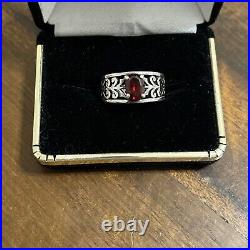 James Avery Sterling Silver Adoree Ring with Garnet Stone Sz 7.5