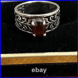 James Avery Sterling Silver Adoree Ring with Garnet Stone Sz 7.5