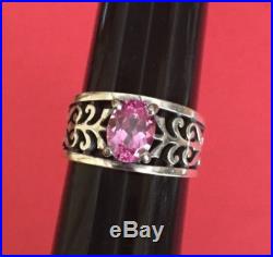 James Avery Sterling Silver Adoree Ring with Lab-Created Pink Sapphire Size 7.5