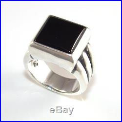 James Avery Sterling Silver Black Onyx Ribbed Retired Band Ring Size 7.5