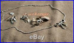 James Avery Sterling Silver Bow Set Includes Earrings, Necklace and Ring