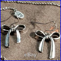 James Avery Sterling Silver Bow Set Includes Earrings, Necklace and Ring