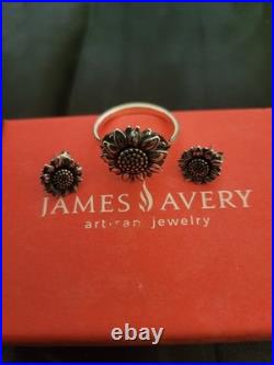 James Avery Sterling Silver/Bronze Wild Sunflower Ring And Ear Posts, R Size 10 James Avery Sterling Silver/Bronze Wild Sunflower Ring And Ear Posts, R Size 10