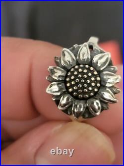 James Avery Sterling Silver/Bronze Wild Sunflower Ring And Ear Posts, R Size 10 James Avery Sterling Silver/Bronze Wild Sunflower Ring And Ear Posts, R Size 10