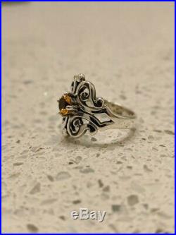 James Avery Sterling Silver Citrine Spanish Lace Ring Size 5.5 and Ear Posts