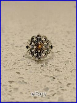 James Avery Sterling Silver Citrine Spanish Lace Ring Size 5.5 and Ear Posts