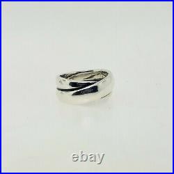 James Avery Sterling Silver Cross Over Double Band Ring Size 6