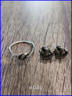 James Avery Sterling Silver Delicate Heart Knot Ring and Stud Earrings Set