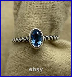 James Avery Sterling Silver Elisa Ring with Blue Topaz Size 5.5