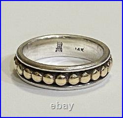 James Avery Sterling Silver HTF 14k Dot Bead Band Ring Size 7.5