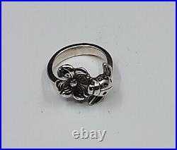 James Avery Sterling Silver Ladybug and Dogwood Flower Ring Size 3.5