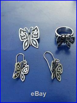 James Avery Sterling Silver MARIPOSA SET Pendant / EARRINGS AND RING