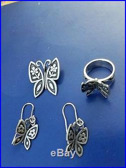James Avery Sterling Silver MARIPOSA SET Pendant / EARRINGS AND RING