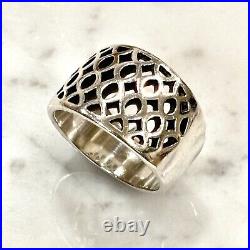 James Avery Sterling Silver Oval Cut Out 15mm Wide Band Ring Size 8.5 Retired