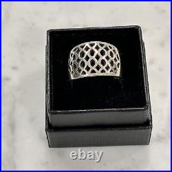 James Avery Sterling Silver Oval Cut Out 15mm Wide Band Ring Size 8.5 Retired