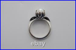 James Avery Sterling Silver Pearl Flower Ring Size 6 Retired Pre Owned