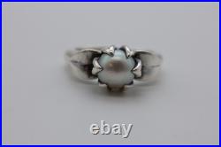 James Avery Sterling Silver Pearl Flower Ring Size 6 Retired Pre Owned