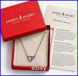 James Avery Sterling Silver Purple Heart Lab-Created Gemstone Necklace New Box