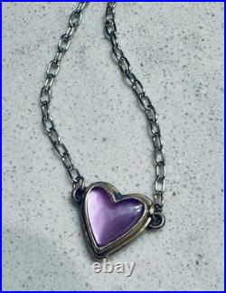 James Avery Sterling Silver Purple Heart Lab-Created Gemstone Necklace New Box