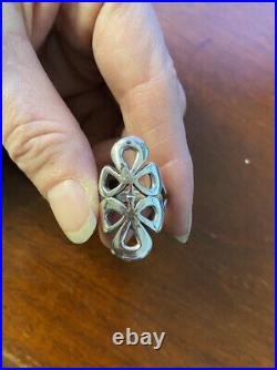 James Avery Sterling Silver Retired Double Shamrock Ring, Size 5.5