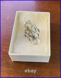 James Avery Sterling Silver Retired Double Shamrock Ring, Size 5.5