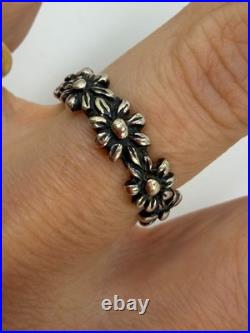 James Avery Sterling Silver Ring Floral Daisy Band Womens Size 8
