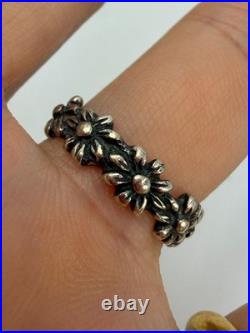 James Avery Sterling Silver Ring Floral Daisy Band Womens Size 8