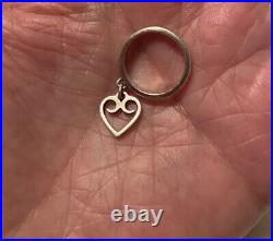 James Avery Sterling Silver Ring Open Heart Charm Dangle Size 4