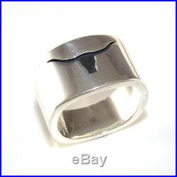 James Avery Sterling Silver Ring Rare Retired Texas Longhorn Wide Band Size 9