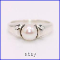 James Avery Sterling Silver SCROLL RING with CULTURED PEARL Size 6 Retired