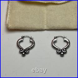 James Avery Sterling Silver Scroll Heart Earrings Retired