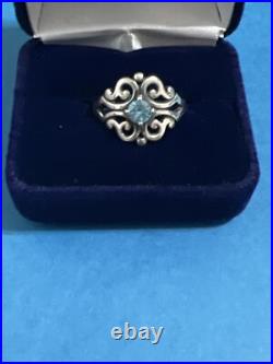 James Avery Sterling Silver Spanish Lace Blue Topaz Birthstone Ring Size 9.75