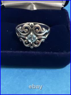 James Avery Sterling Silver Spanish Lace Blue Topaz Birthstone Ring Size 9.75