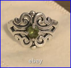 James Avery Sterling Silver Spanish Lace Green Peridot Stone Ring- Size 9.25