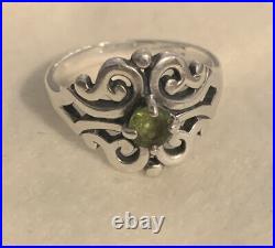 James Avery Sterling Silver Spanish Lace Green Peridot Stone Ring- Size 9.25