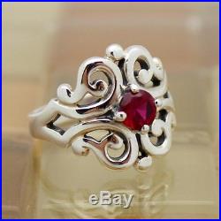 James Avery Sterling Silver Spanish Lace Ring with Ruby Size 7, 5.6 Grams