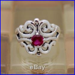James Avery Sterling Silver Spanish Lace Ring with Ruby Size 7, 5.6 Grams