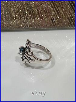 James Avery Sterling Silver Spanish Lace Scrolled Swirl Ring Blue Topaz Sz 6.5
