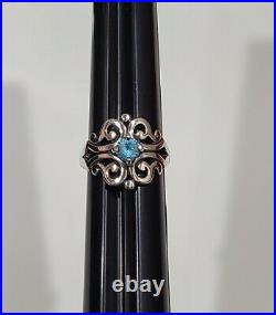 James Avery Sterling Silver Spanish Lace Scrolled Swirl Ring Blue Topaz Sz 6.5