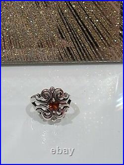 James Avery Sterling Silver Spanish Lace Scrolled Swirl Ring With Garnet Sz 6.5